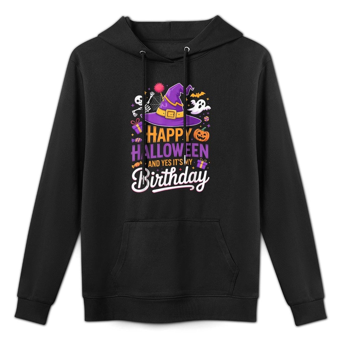 Happy Halloween And Yes It’s My Birthday Witch Hat Spooky Colorfast Hoodie