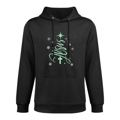 Jesus Tree Christian Christmas Faith Snowflakes Cross Machine Washable Hoodie