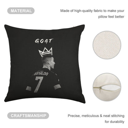 Cristiano Ronaldo Goat Linen Throw Pillow Cover