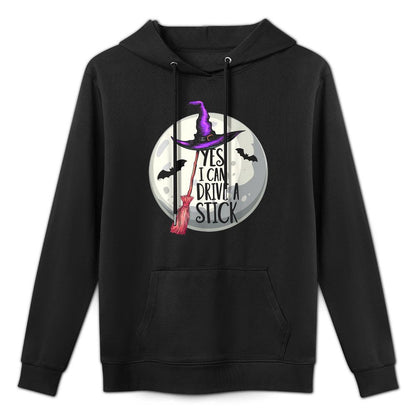 Yes I Can Drive A Stick Funny Halloween Spooky Witch Womens Moisture-Wicking Hoodie