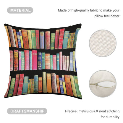 Bookworms Delight  Antique Book Library for Bibliophile Linen Throw Pillow Cover