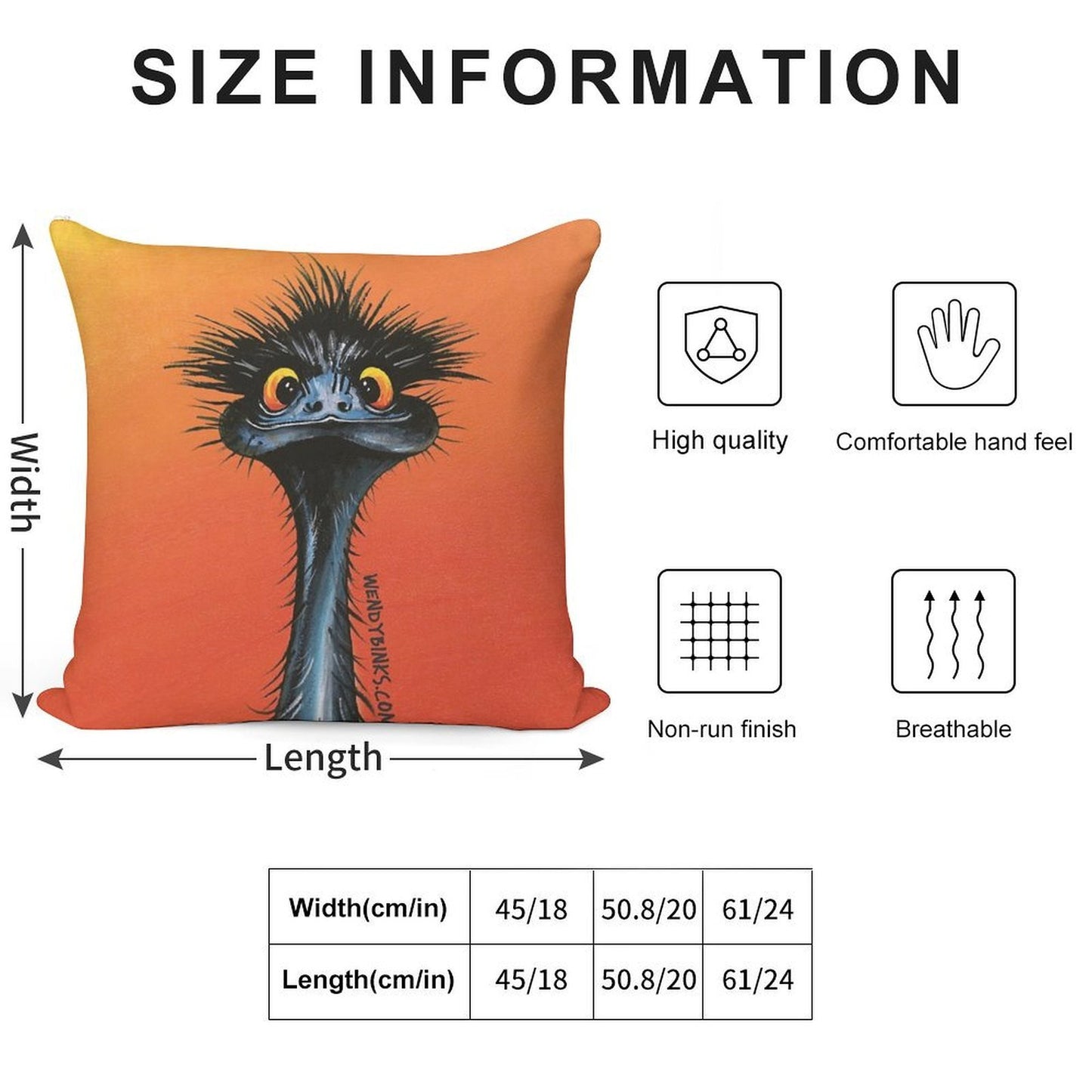 Stunned Emu with Sunset Soft Durable Construction Throw Pillow