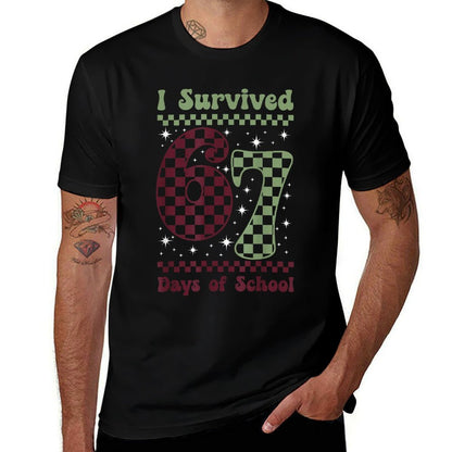 I Survived 67 Days of School Funny Six Seven Teacher Student  Graphic-printed T-Shirt