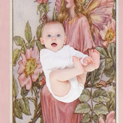 Pink Fairy Queen with Pink Flowers Whimsical Vintage Artwork Throw Blanket