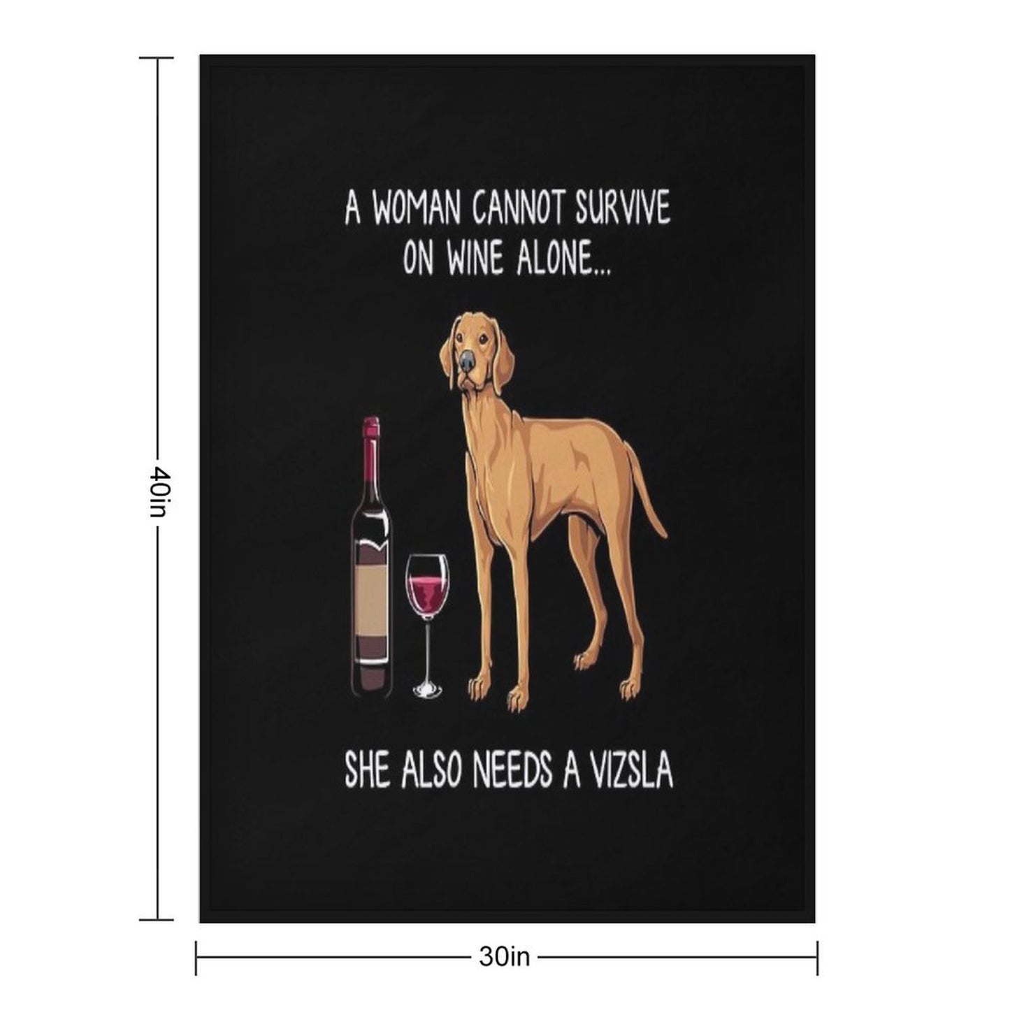 Vizsla And Wine Funny Dog Throw Blanket