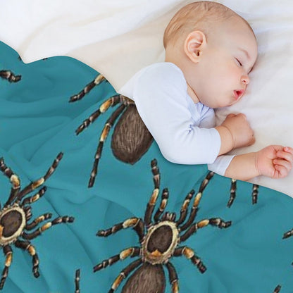 Tarantula on Blue Throw Blanket