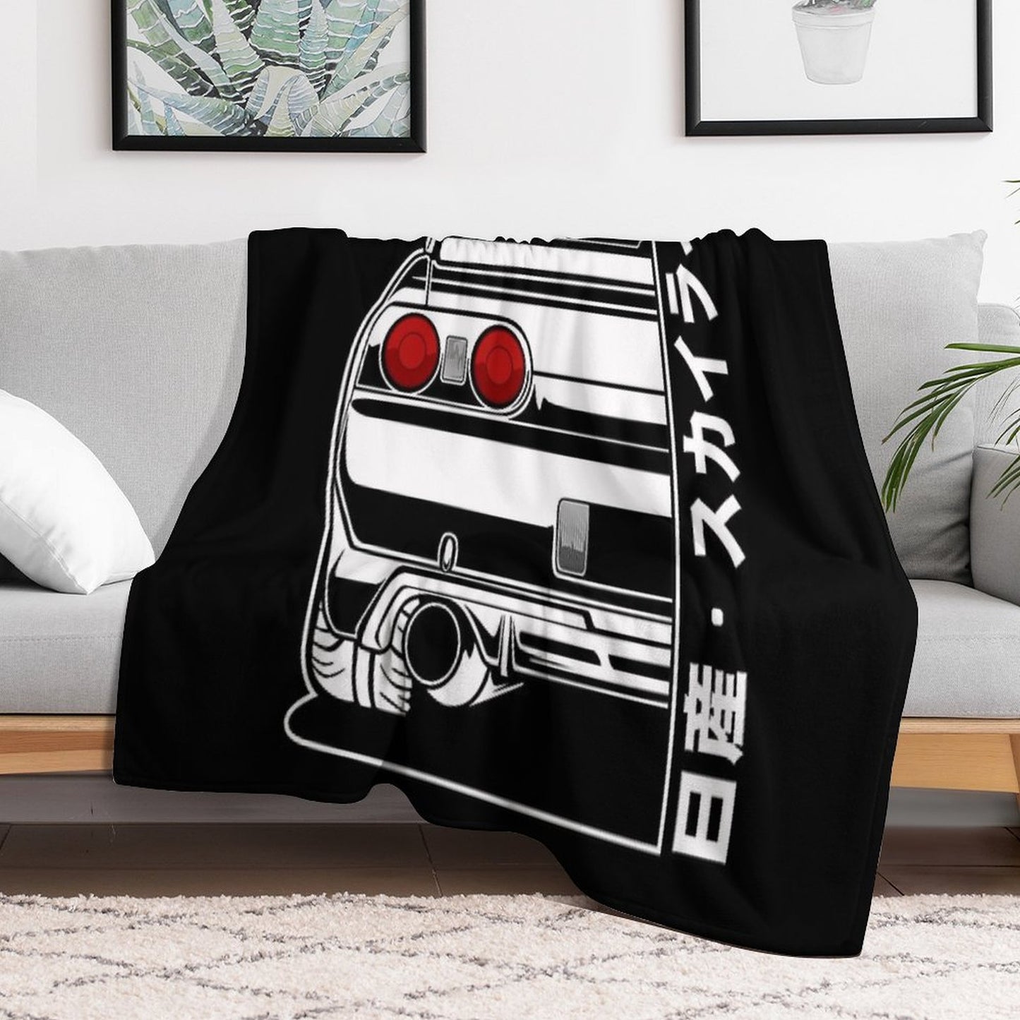 Skyline R32 GTR (White Print) Throw Blanket