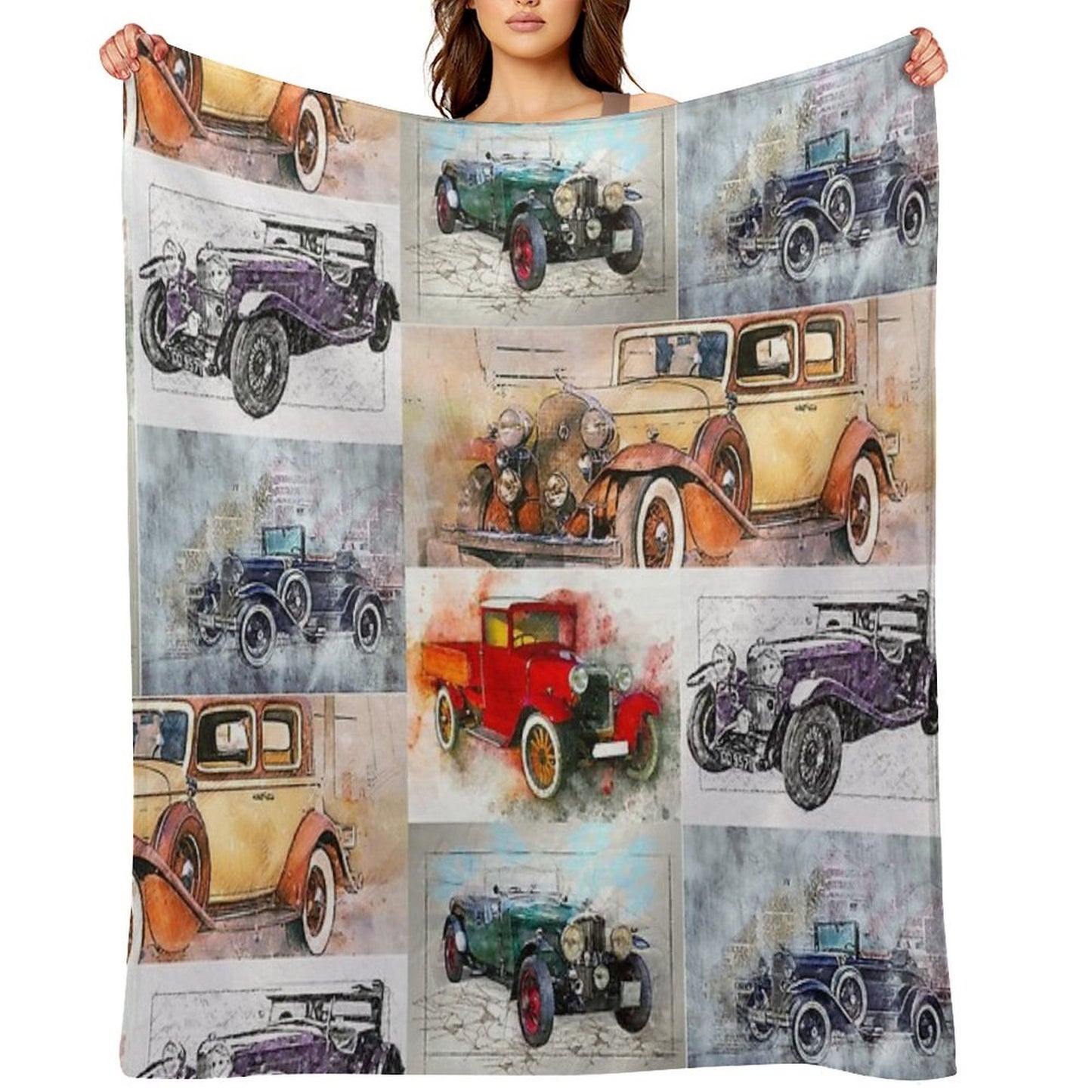 Classic Vintage Cars Montage #4 Throw Blanket