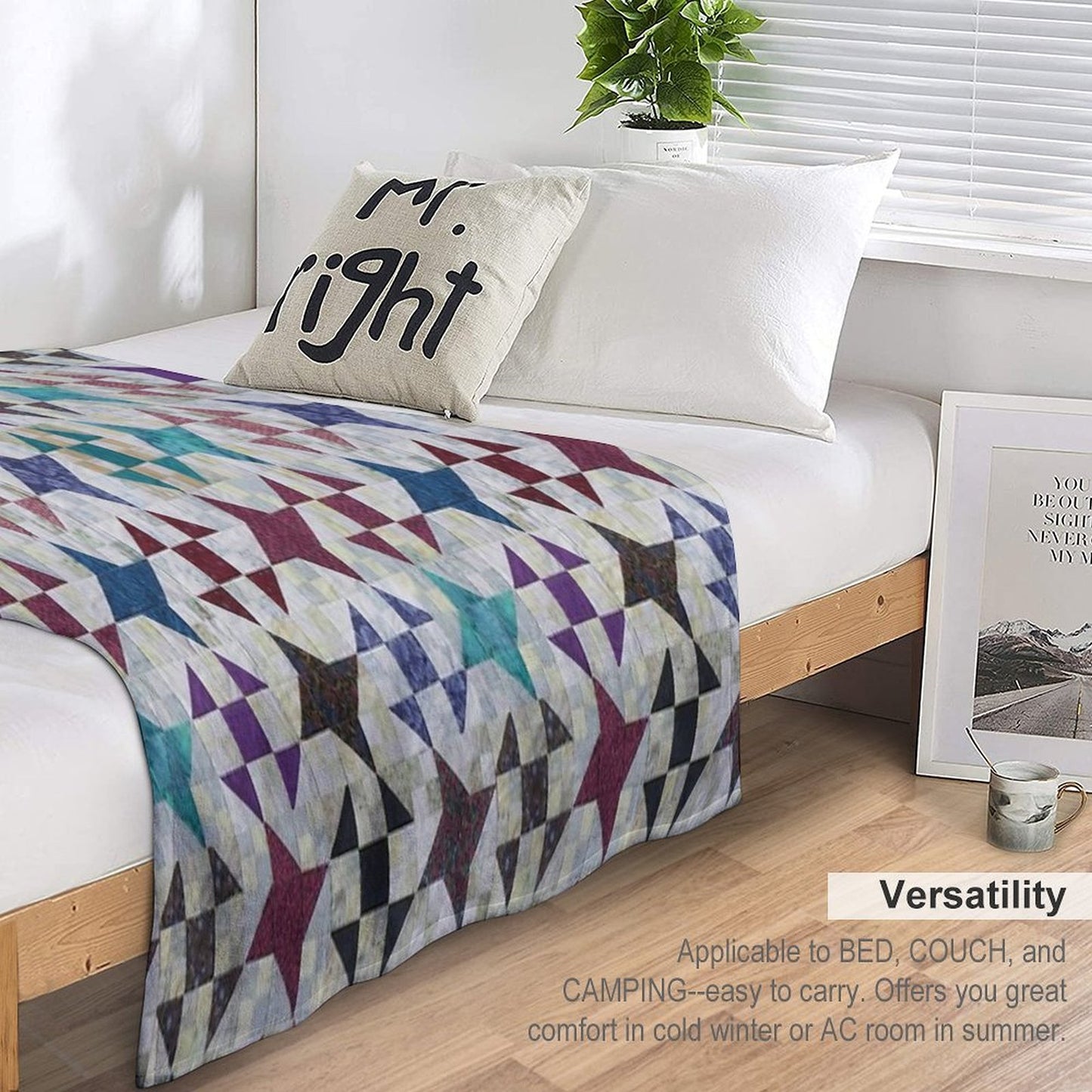 Churn Dash And Falling Stars Quilt Throw Blanket