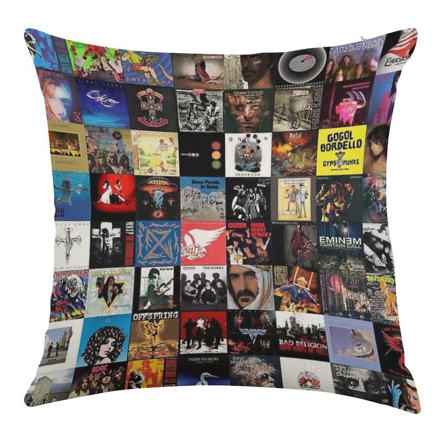Retro Album Cover Collage Linen Throw Pillow Cover