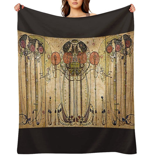Art Nouveau Charles Mackintosh The Wassail Throw Blanket