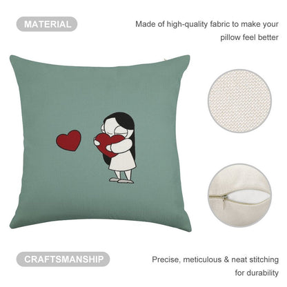 Catana Hearts Linen Throw Pillow Cover