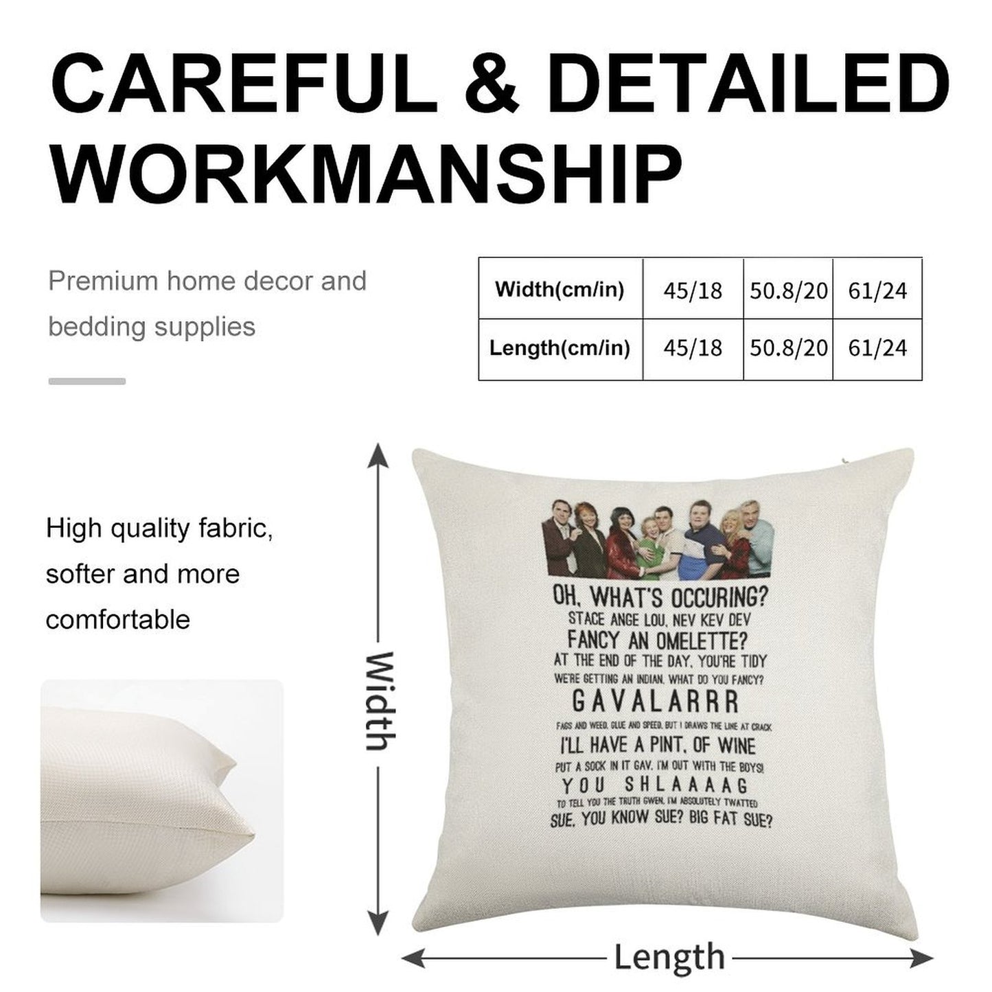 Gavin And Stacey Linen Throw Pillow Cover