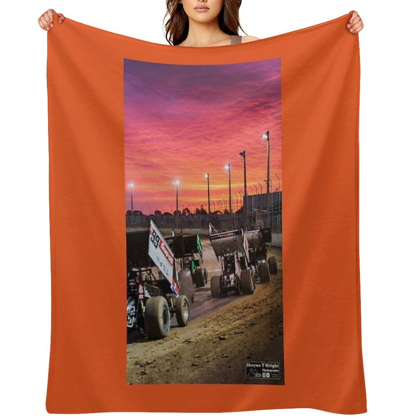 Sunset at The Speedway Track. Throw Blanket