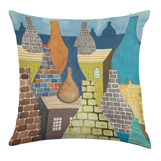 STOKE ON TRENT POTTERIES Linen Throw Pillow Cover