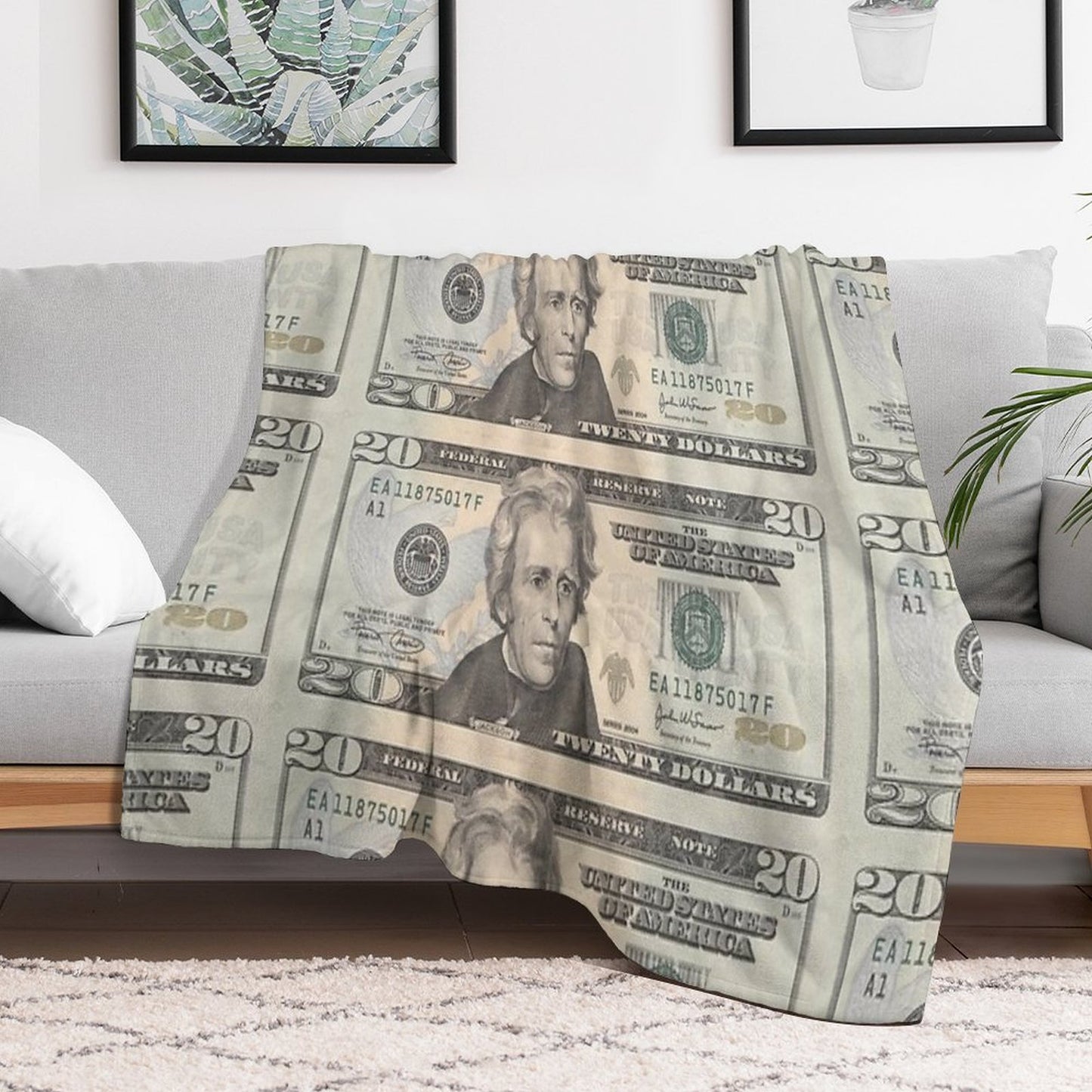 United States Twenty-dollar Bill - Andrew Jackson Throw Blanket