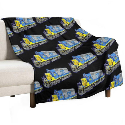Freight Train CSX Engine Throw Blanket
