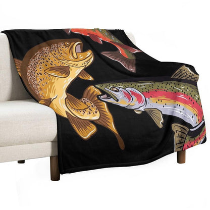 Fly Fishing Trout Tribute Throw Blanket
