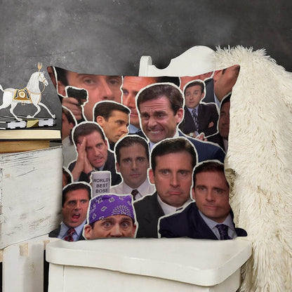 Michael Scott - The Office Collage Linen Throw Pillow Cover