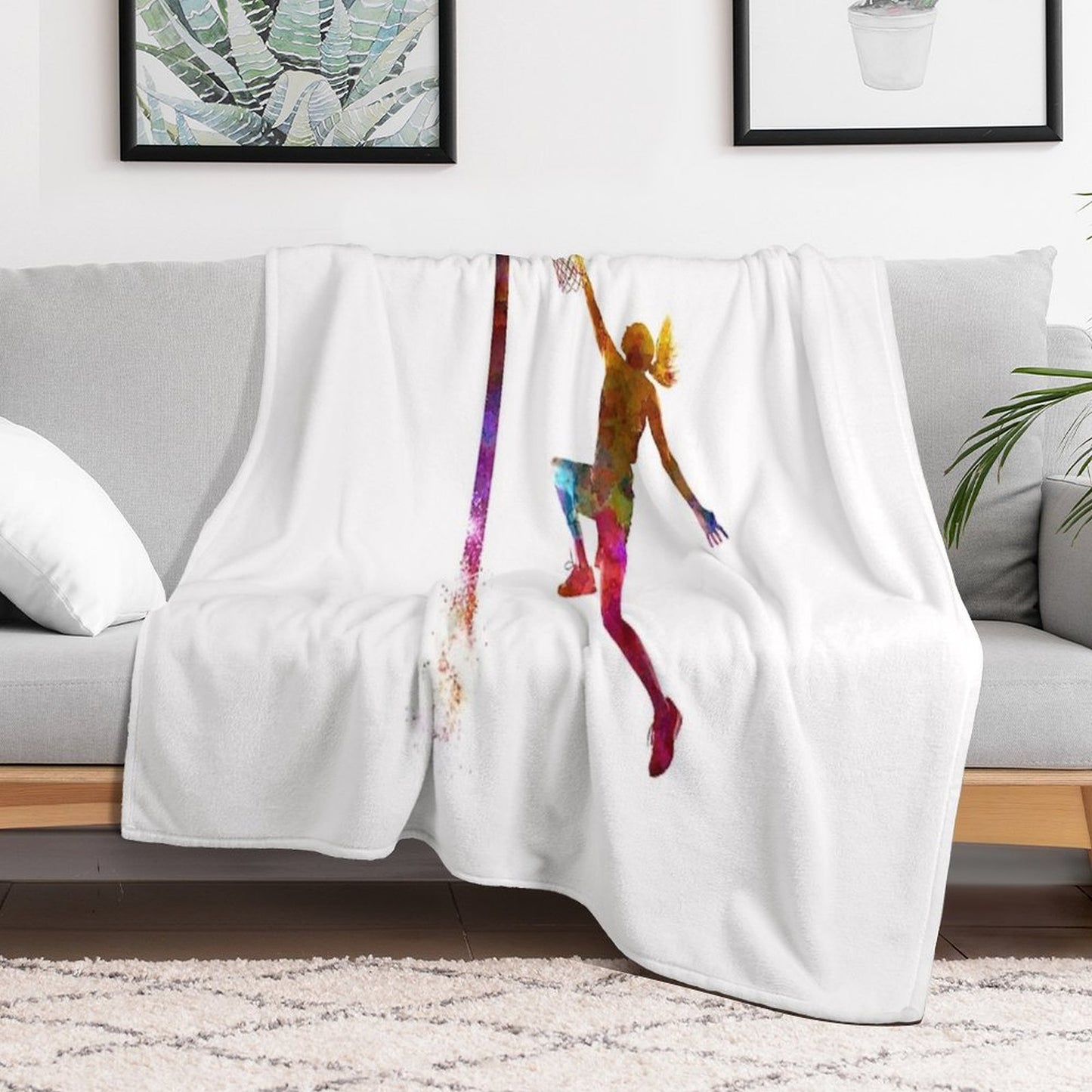 Young Woman Basketball Player 04 Throw Blanket