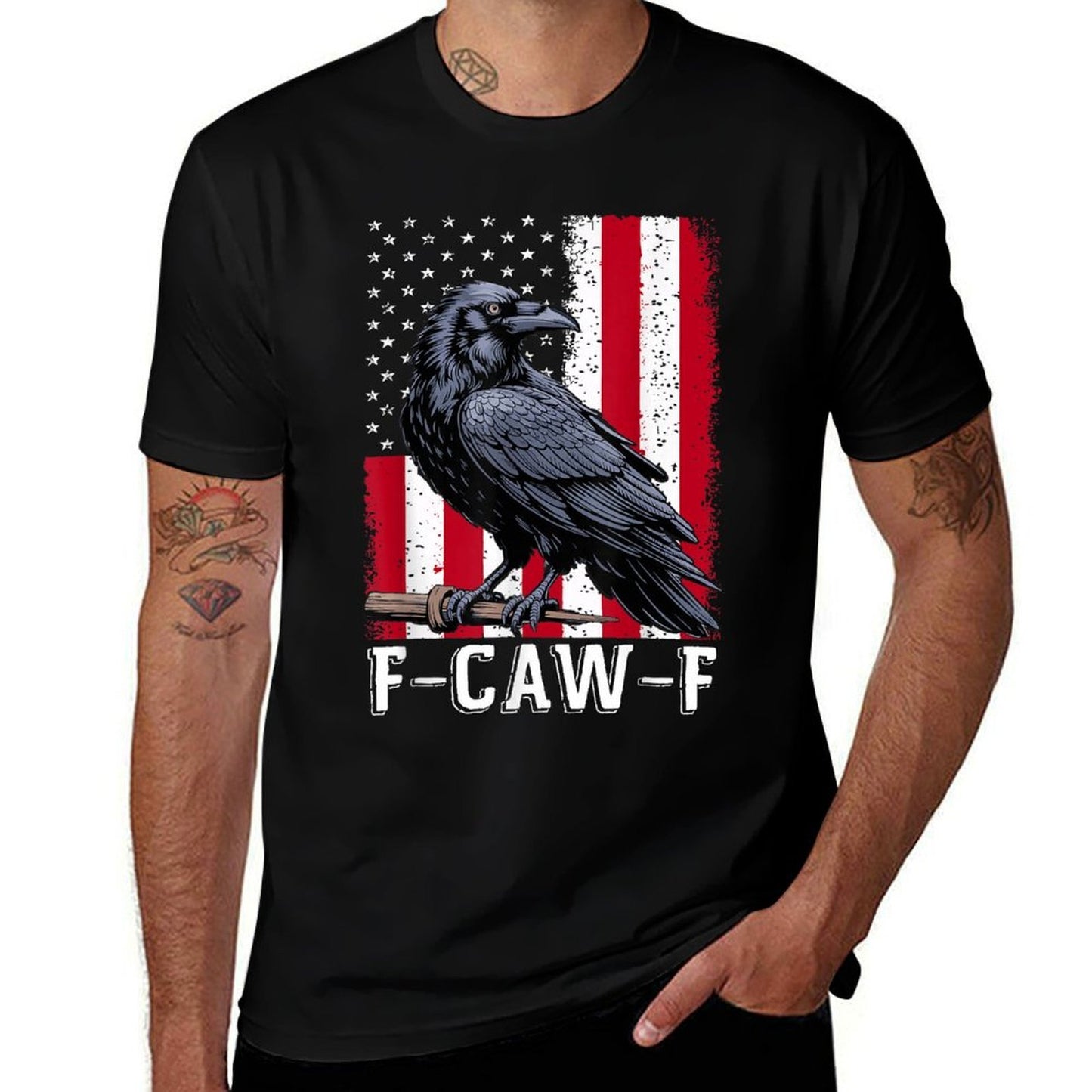 F-Caw-F Black Crow Black Bird Retro USA Vintage F-Caw-F Comfortable T-Shirt