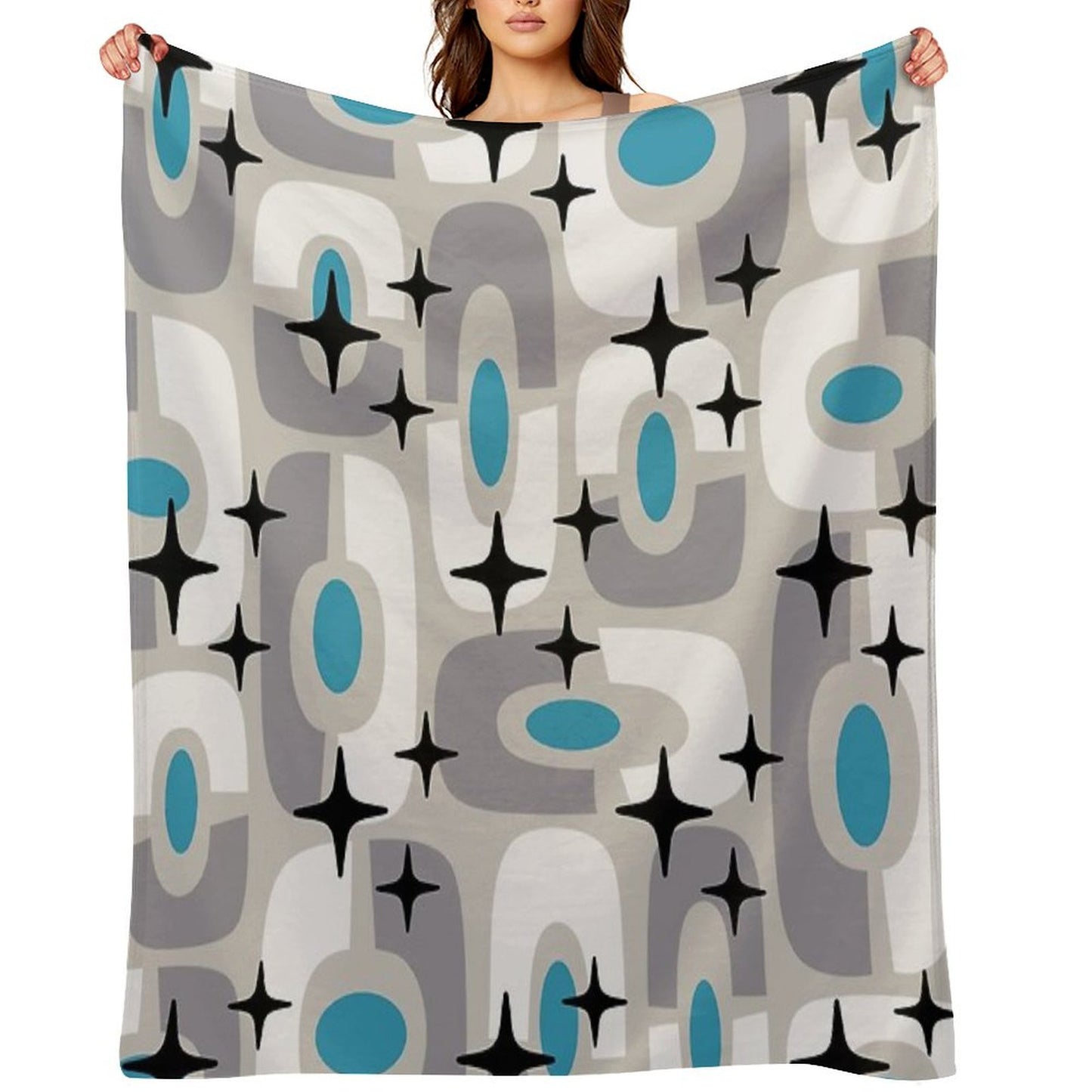 Retro Mid Century Atomic Composition 259 Throw Blanket
