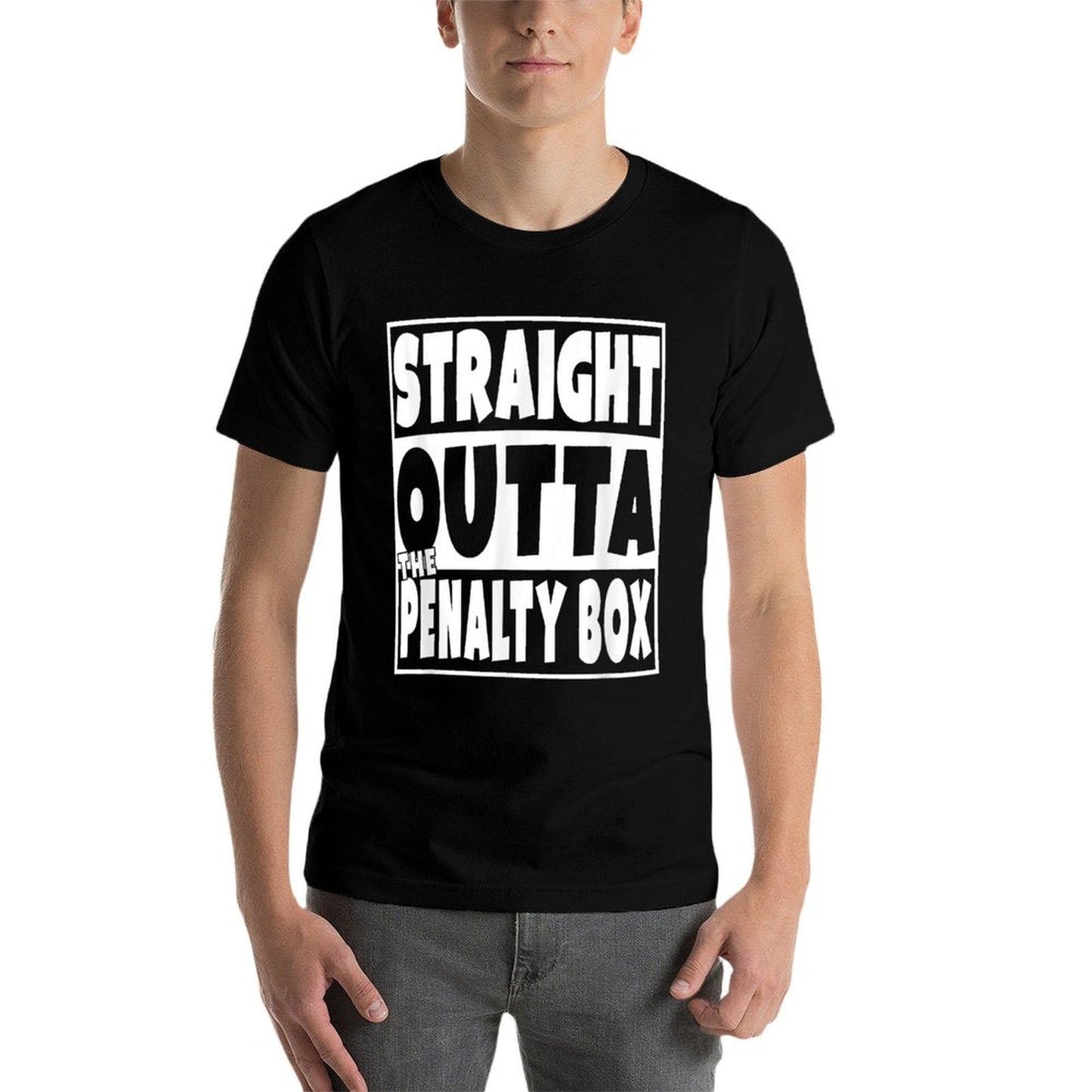 Straight Outta The Penalty Box Funny Hockey Gift  Stretchy T-Shirt