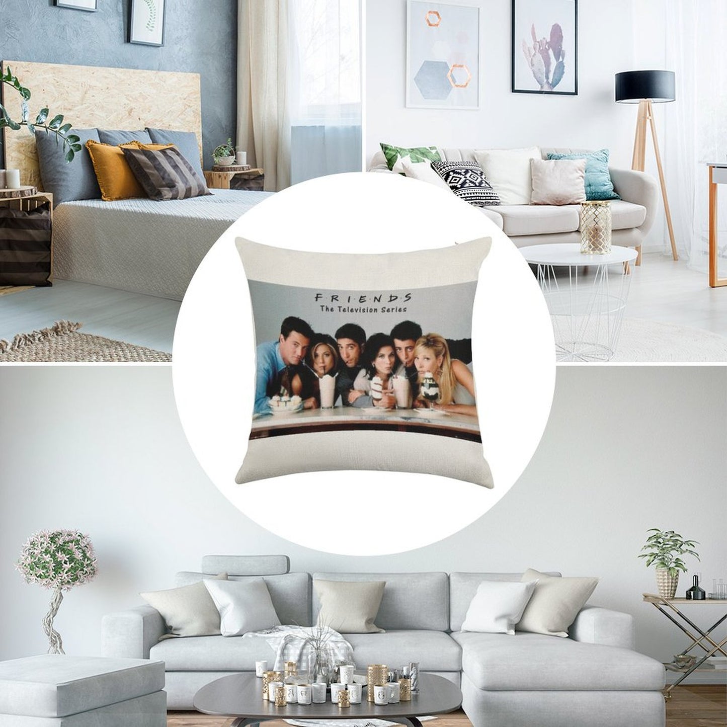 Friends Milkshake Linen Throw Pillow Cover