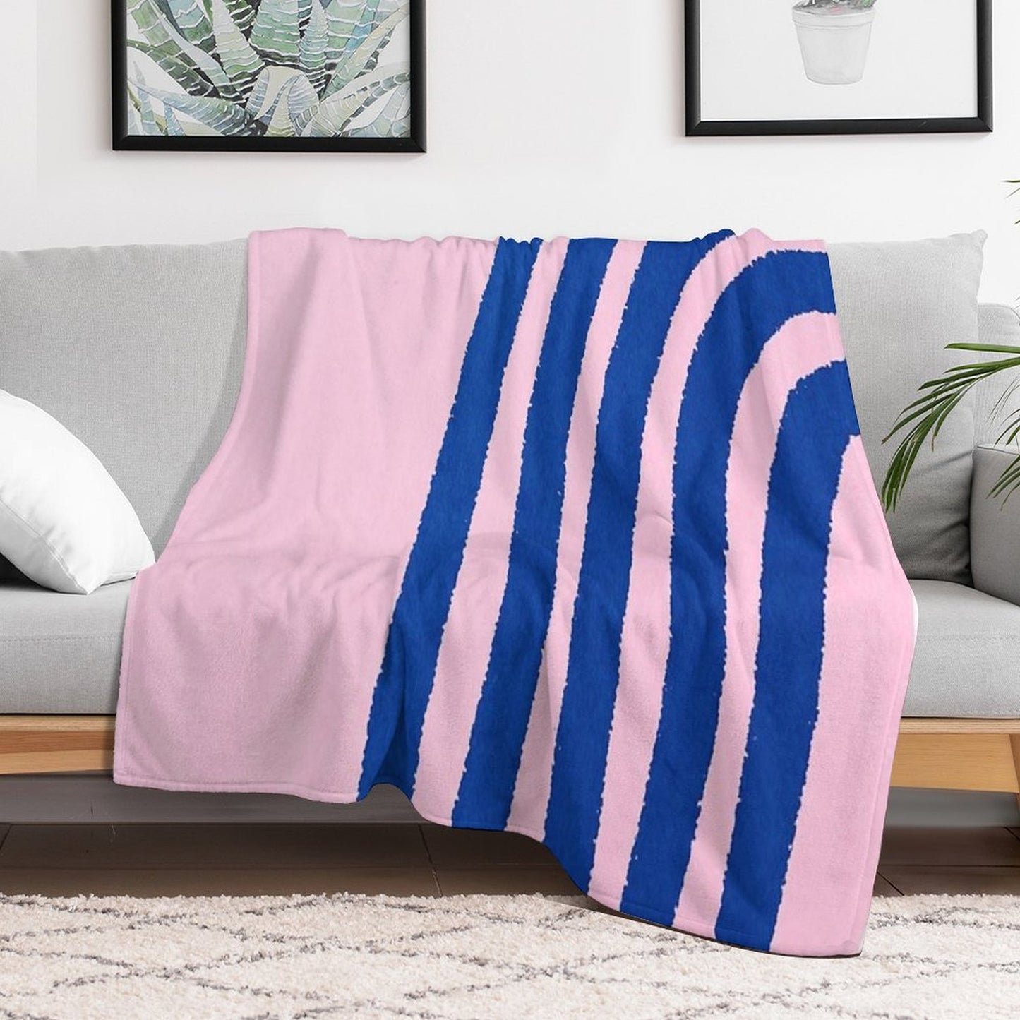 Blue Lines, Abstract Pattern, Mid Century Abstract Art Throw Blanket