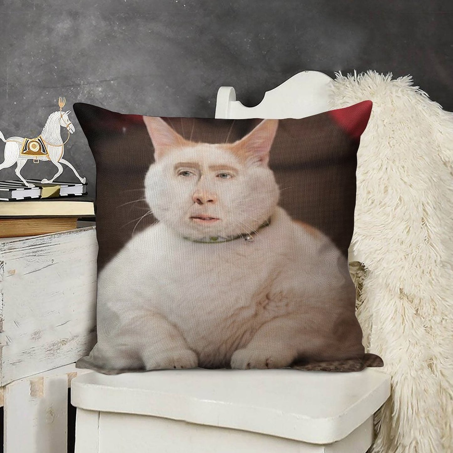 Nicolas Cage Cat Linen Throw Pillow Cover