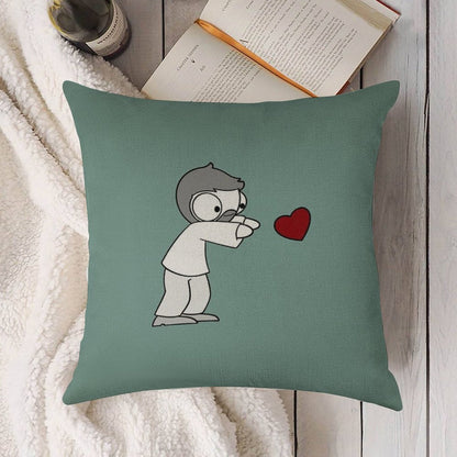 John Hearts Linen Throw Pillow Cover