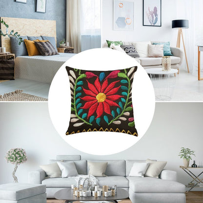Spanish Flowers Linen Throw Pillow Cover