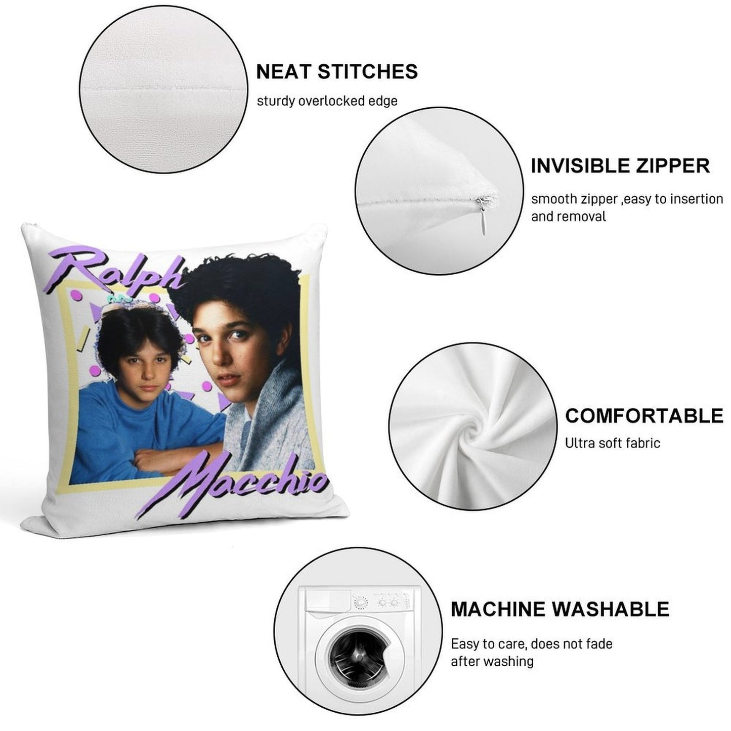 80s Ralph Macchio Soft Reinforced Edging Throw Pillow