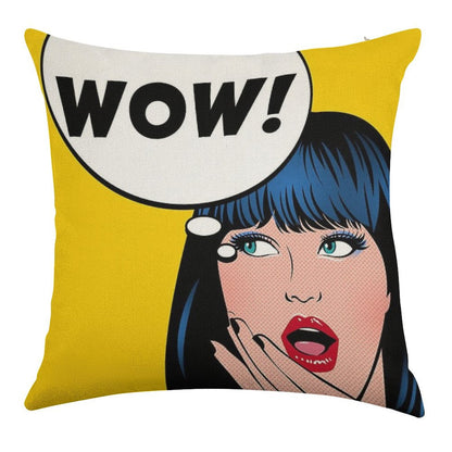 Pop Art - Wow Apron Backpack Etc Linen Throw Pillow Cover