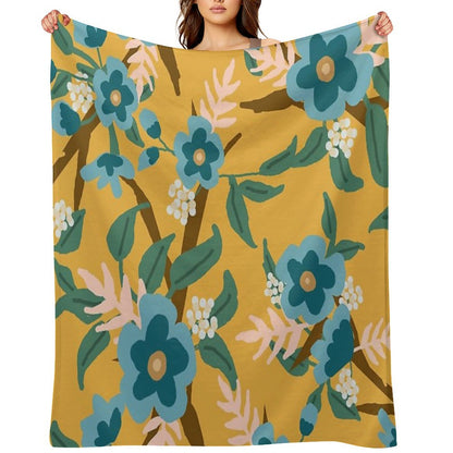 Yellow Floral Throw Blanket