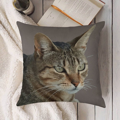 Stunning Tabby Cat Close Up Portrait Vector Isolated Linen Throw Pillow Cover