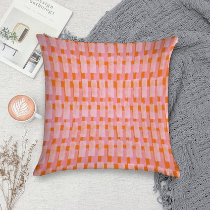 Pink And Orange, Brush Strokes, Geometric Soft Ultra-Soft Texture Throw Pillow