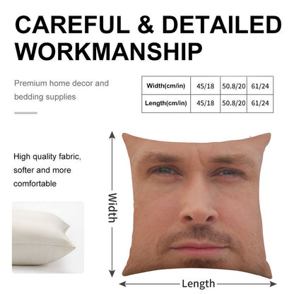 Ryan Gosling Face Throw Pillow II Linen Throw Pillow Cover
