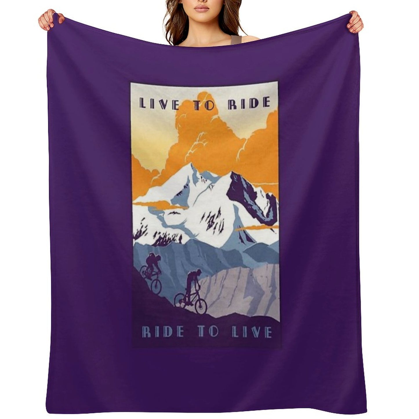 Live to Ride, Ride to Live Retro Cycling Poster Throw Blanket