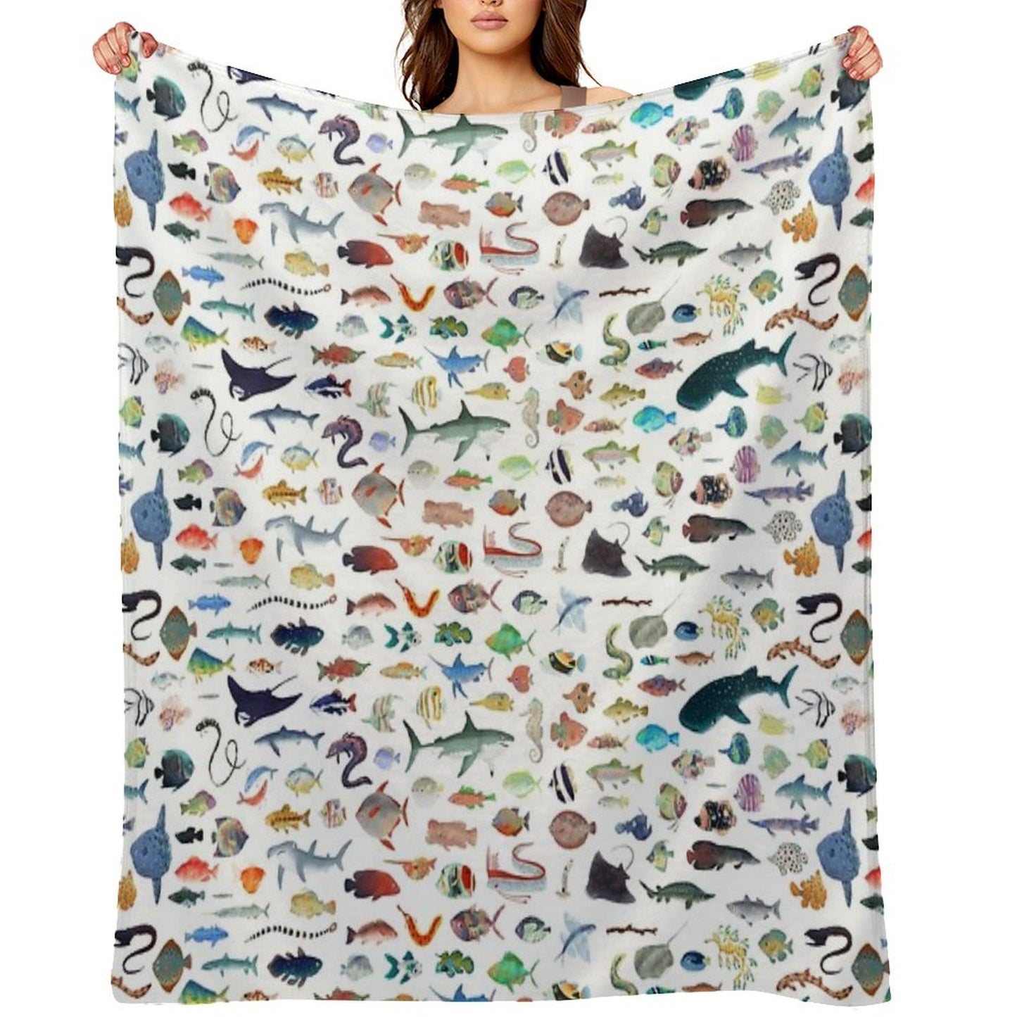 One Hundred Fish Throw Blanket
