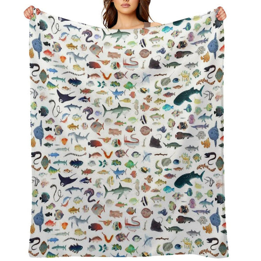 One Hundred Fish Throw Blanket