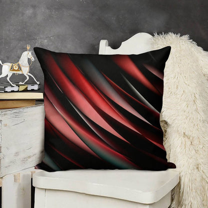 Decorative Red And Black Linen Throw Pillow Cover