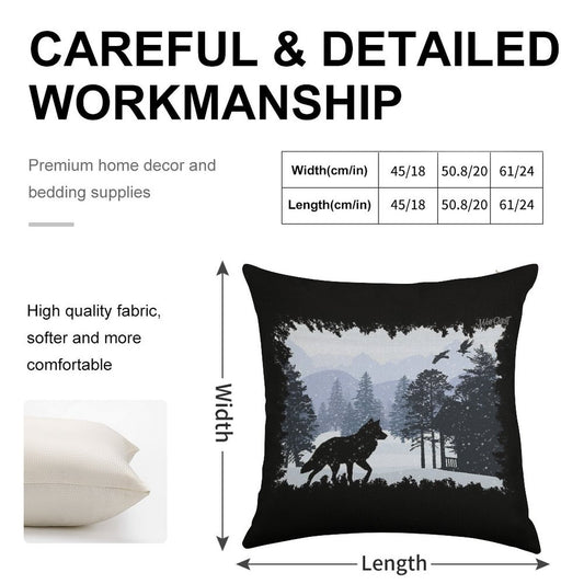 Snowy Cabin - WolfQuest Dream Linen Throw Pillow Cover