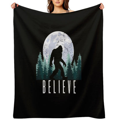 Bigfoot Believe  Sasquatch Throw Blanket
