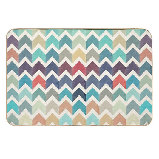 Watercolor Chevron Pattern Bath Mat