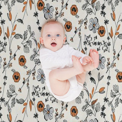 Orange Flower Pattern Throw Blanket