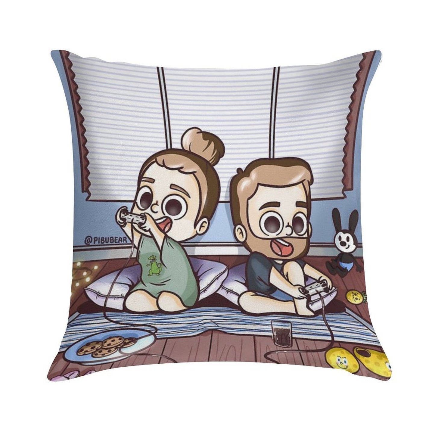 Let's Play Together - Pibubear Soft Washable Throw Pillow
