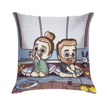 Let's Play Together - Pibubear Soft Washable Throw Pillow