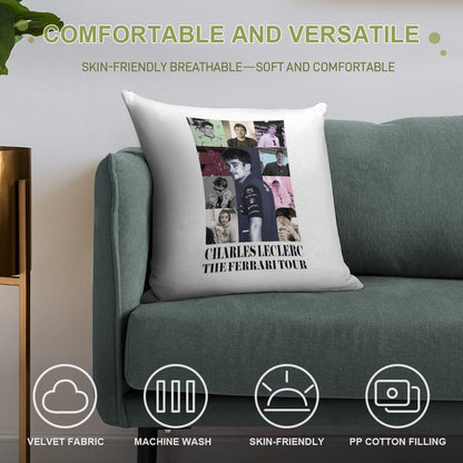 Charles Leclerc Eras Tour Soft Reinforced Edging Throw Pillow
