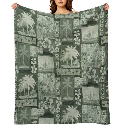 Kona Coast Retro Aloha Shirt Print Throw Blanket